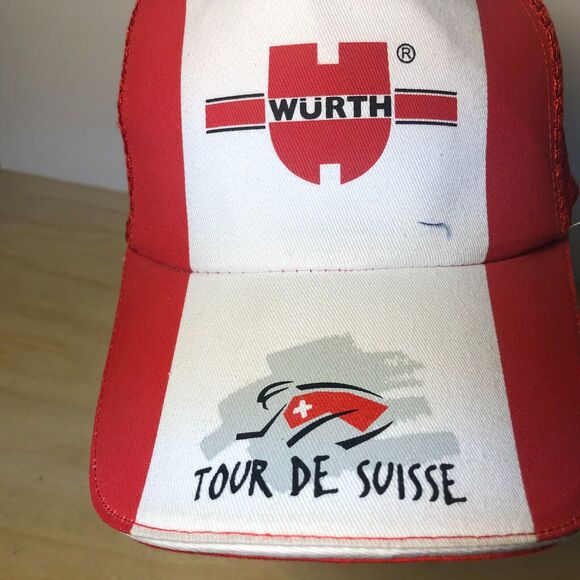Wurth Tour De Suisse Hat Cap Spell Out Logo Snap Back Trucker Baseball Dad Red - Picture 3 of 7